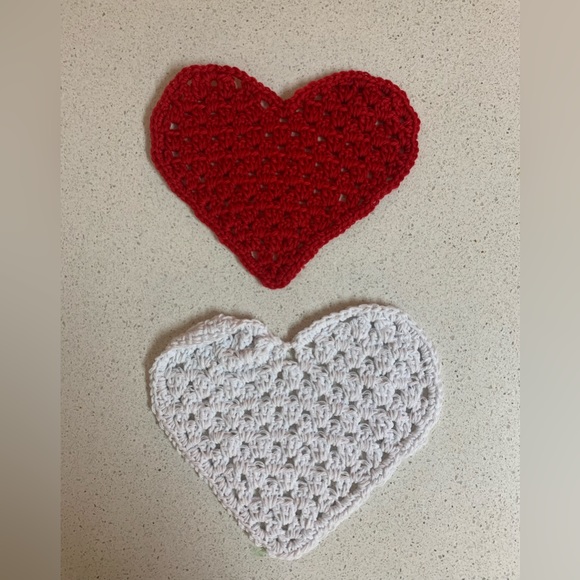 Hand Crafted Other - Heart Shaped Dishcloth, Washcloth, Coaster or Dollies New Handmade Crochet